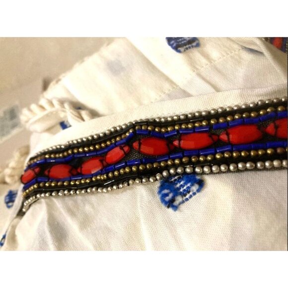 Pinko Womens Wasabi Top Beaded V-Neck Crochet Trim UK 42 Cotton Made in Italy - Picture 7 of 11